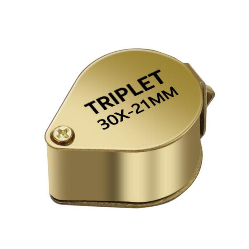 30X Folding Pocket Jeweler Magnifier Golden Color Foldable Magnifying Glass Portable Jewelry Loupe Monocle Mini Microscope Lupa