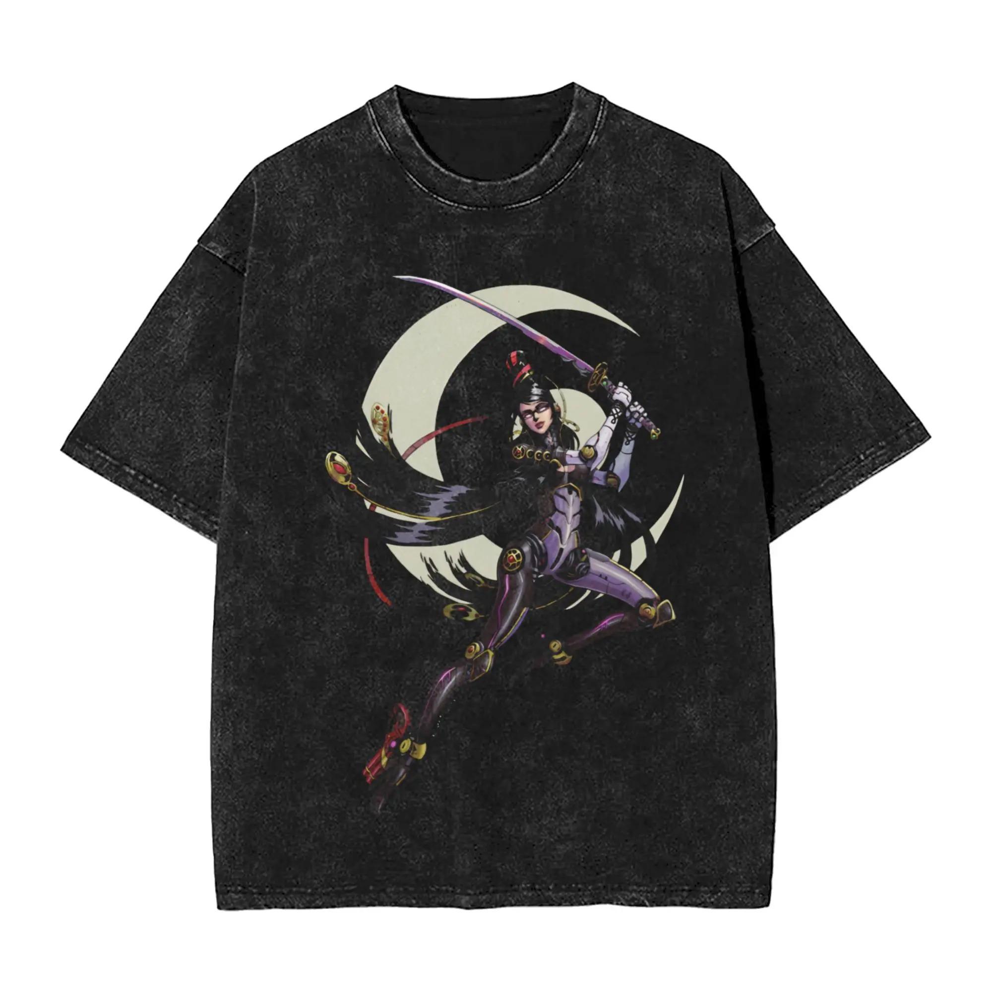 

Hot Sale Bayonetta Game Character Graphic Print TShirt Women Unisex Retro Washed Cotton Summer Harajuku Fashion Tee Oversized Top S