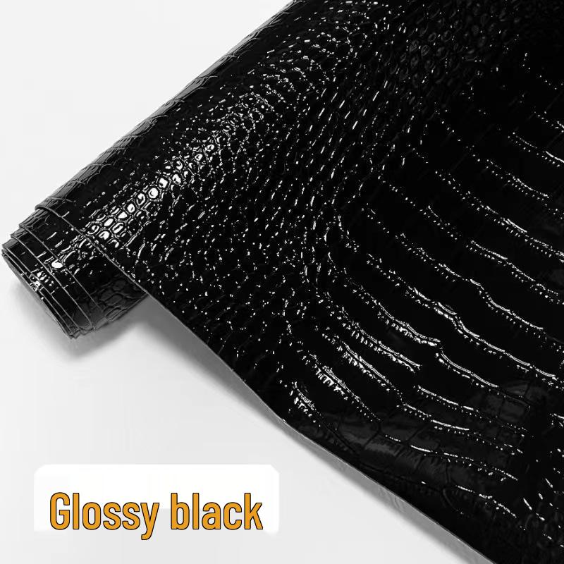 Crocodile Pattern Self-Adhesive Black Leather Sticker for Sofa Repair and Decoration