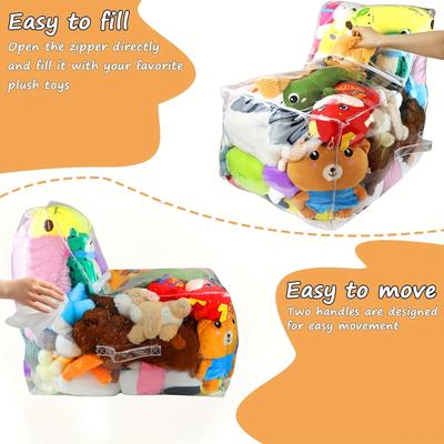 Large Capacity Transparent PVC Storage Chair Cover Durable, Easy Clean Organizer for Plush Toys and Home Essentials, Multi Purpose, Under Bed Storage