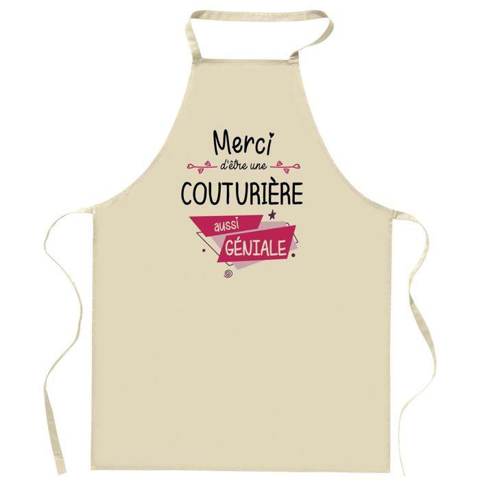 Tablier de cuisine - Cousine Merci Géniale - Impression bretonne - Coton épais résistant - Liens ajustables