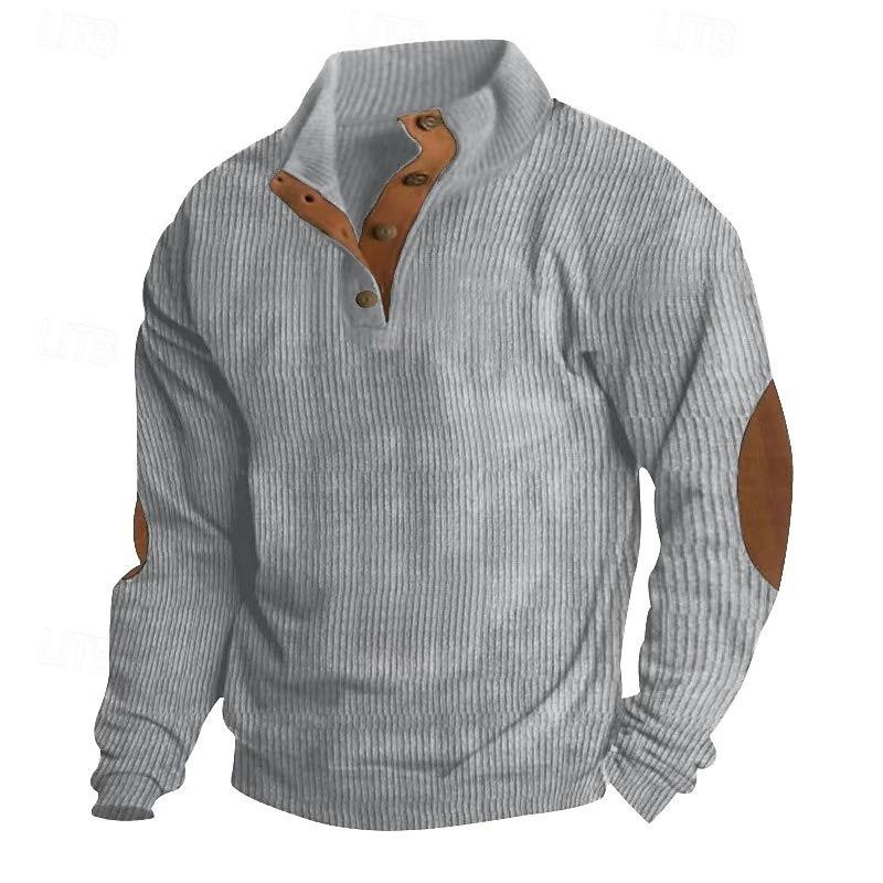 Men's Pullover for Autumn and Winter, Suede Lapel Striped Sweatshirt, Casual Striped Knitted Shirt for Young People