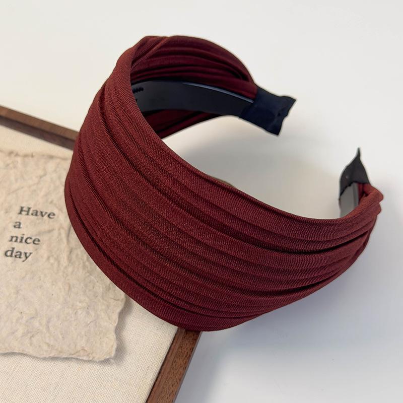 Korean-style Simple Wide-brimmed Striped Hair Clips and Headbands for Women   Hair BandsRetro High Cranial Top Pleated Headbands and Hair Accessories