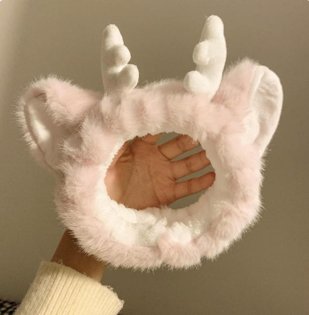 Maroon Dragon Horn Plush Headband - Cartoon Antlers for Face Wash & Fun Performances