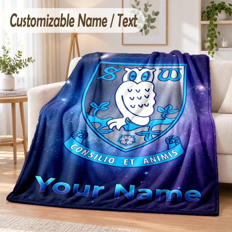 Custom Text Flannel Blanket Sheffield Wednesday FC Print Warm Cozy Blanket Home Sofa Bedding