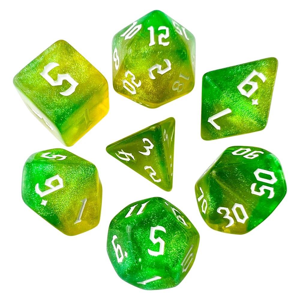DND Cubes Dice RPG Dice Amazing Colours Mixing Fantasy Starlight Effect Unique Retro Font Styles For Roll Playing Card Games