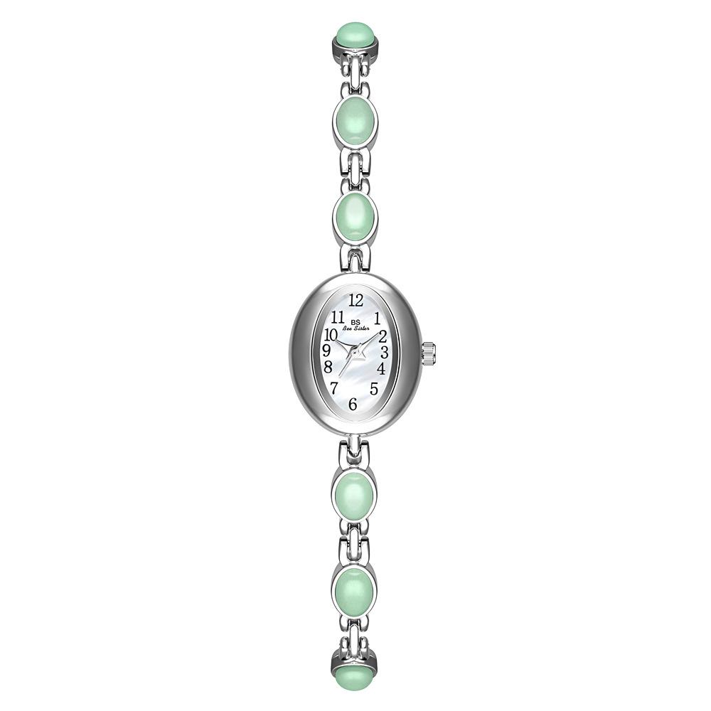 Women's Wristwatch,Jade Stone Bracelet Luxury Elegant Watch,Women's Quartz Wrist Watch With Stones,Ladies Small Gold Watch Gifts