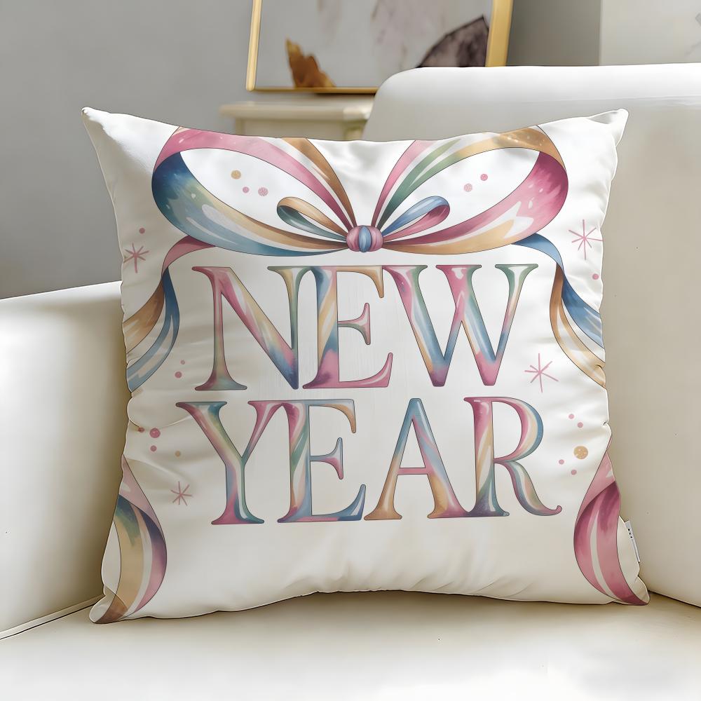 Holiday New Year'S Day Cushion Cover Soft & Easy-Wash Pillow Case – Versatile For Couch, Bed, Travel And Office