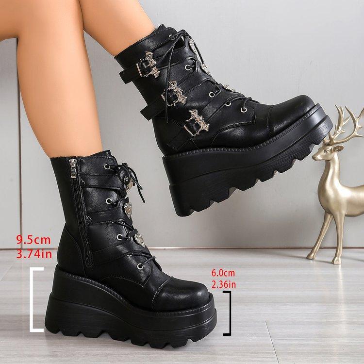 Women's fashion heightening not tired feet arch support comfortable soft elastic shock absorption non-slip casual sports short Martin boots