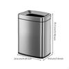 Stainless Steel Trash Can, Large Square Open Top, Modern Bathroom Kitchen Brushed Silver 6L