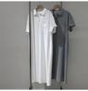 Abito Polo Estivo in Cotone Casual Vestibilità Ampia Snellente Maniche Corte Sopra il Ginocchio T-shirt Gonna per Persona Pigra