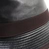 Excellent HERMES hat Hat with ribbon and logo lining black leather men 57 Used