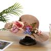 Summer new sunscreen sunshade flower straw hat women's beach travel hand-woven hat foldable big eaves hat