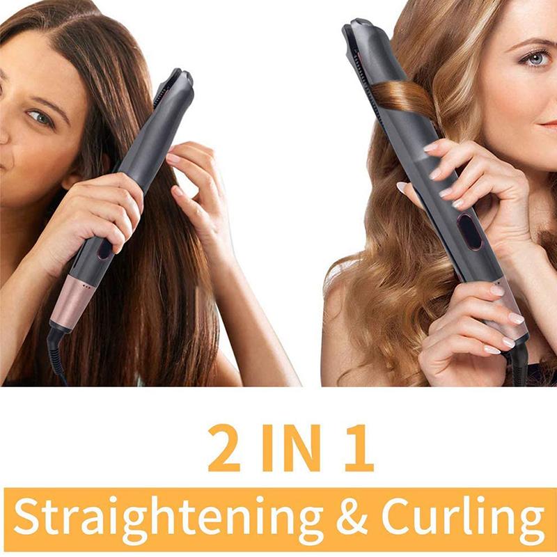 2 In 1 Hair Straightener And Curling Flat Iron Ceramic Ionic Big Wave Fast Heating Curler Household