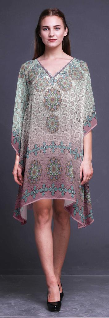Phagun Ladies Kaftan Holiday Loungewear Midi Dress Beach Coverup-4X-5X