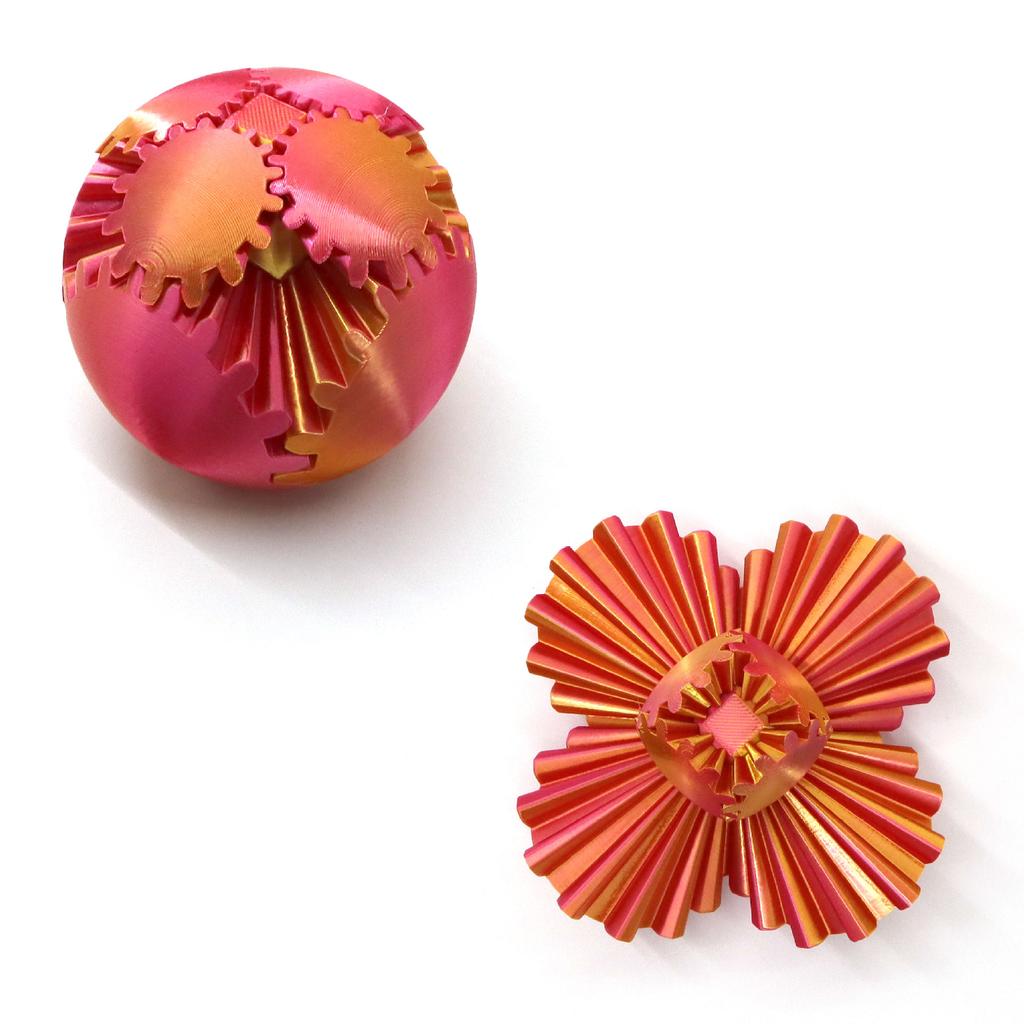 Gear Ball 3D Printed Spin Ball - Smooth Rotating Desk Sculpture For Relaxation And Focus, Unique Office Decor For Adults