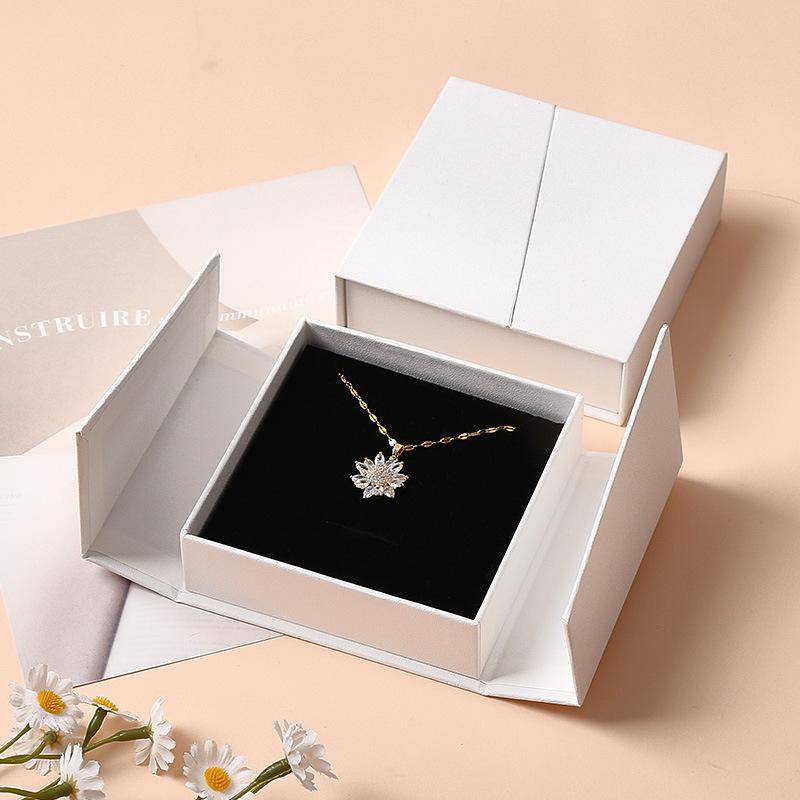 Dual-Opening Magnetic Flip Jewelry Packaging Box Earring Necklace Ring Jewelry Organizer Box Thick Kraft Paper Jewelry Box