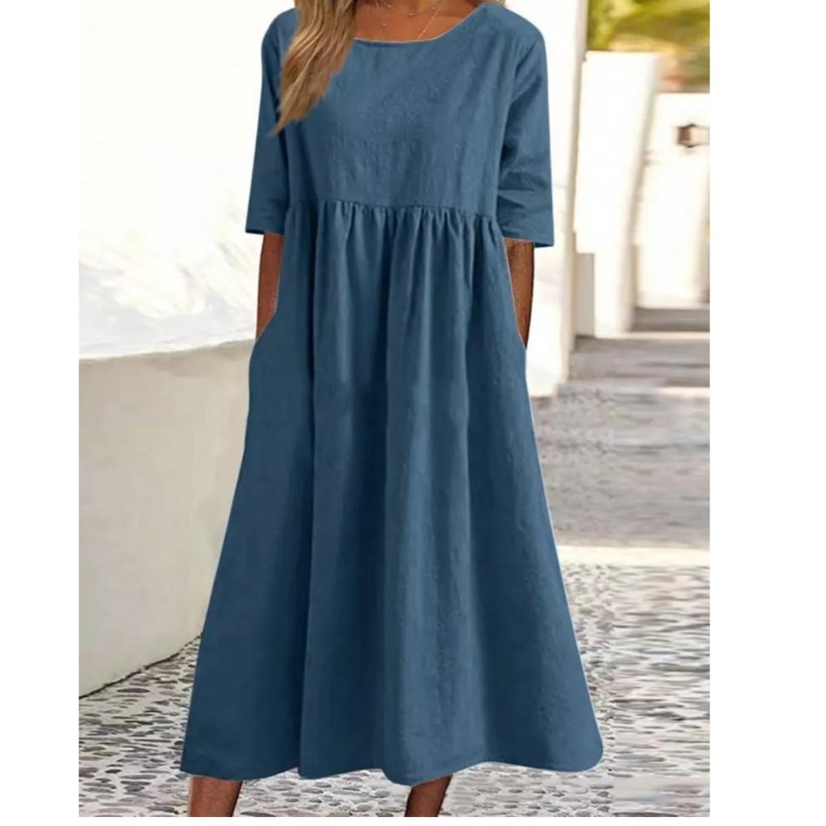 

Женское модное платье с принтом, летнее повседневное пляжное платье, богемная женская одежда, однотонное платье из хлопка и льна XL