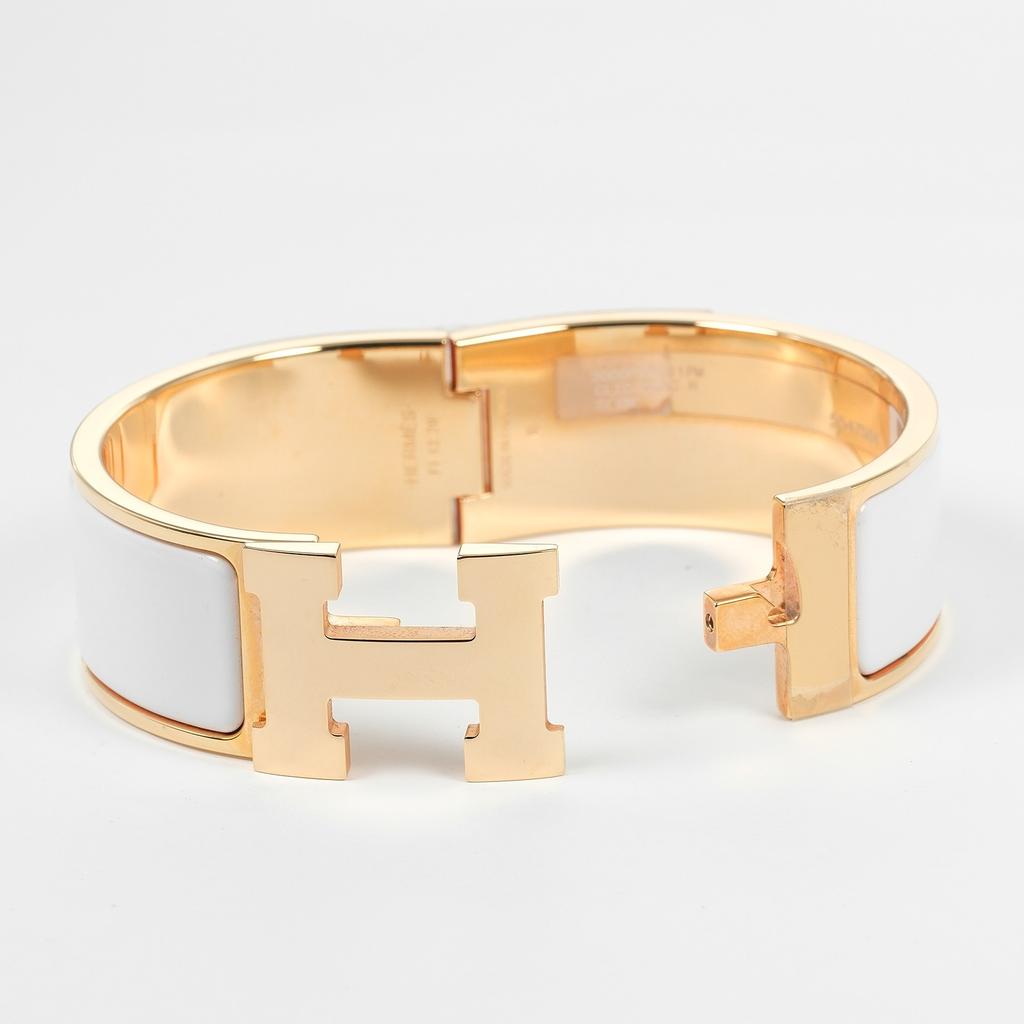 Hermes Brățară clic crac Brățară GM H Placată cu aur roz Aur/email 66g Femei Folosit