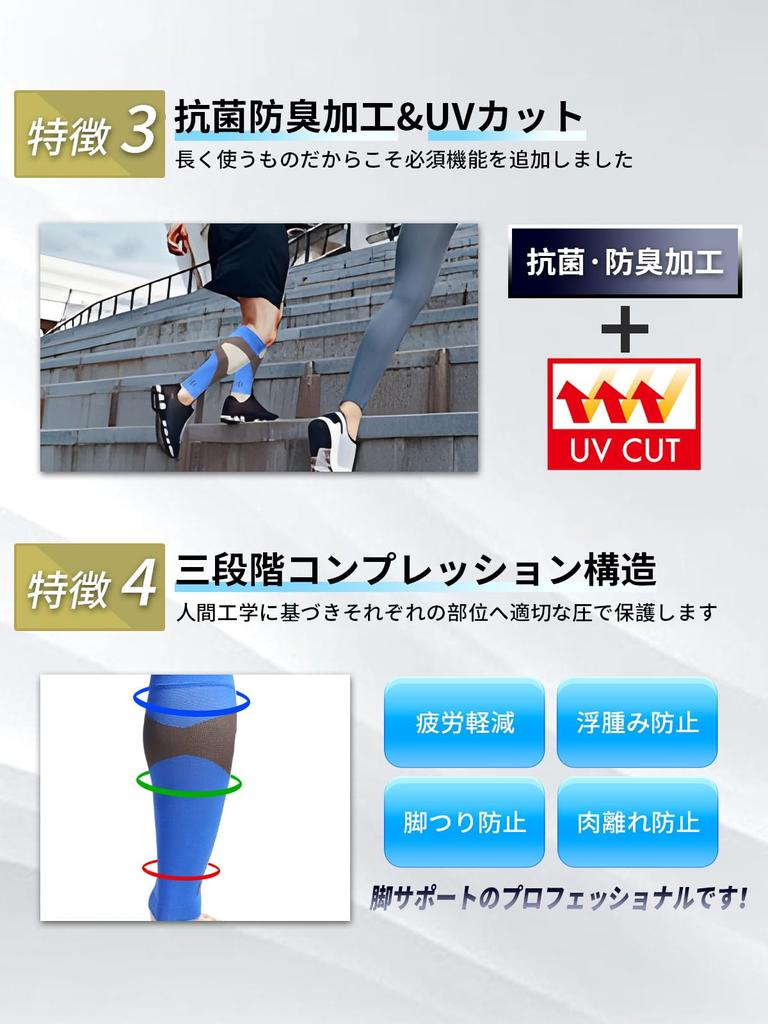 Exklusiver Wadenstütz-Kompressions-Refresh für Unisex-Strümpfe [Amazon-Marke] [Set 2] Stehen, Gehen, Laufen, Fußball, Rugby, Tennis,