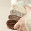 5/10 Pairs Casual Winter Australian Wool Socks for Women Thickened Warm Bow Tie Floor Socks Medium Length Socks In Coffee Color Plush Socks
