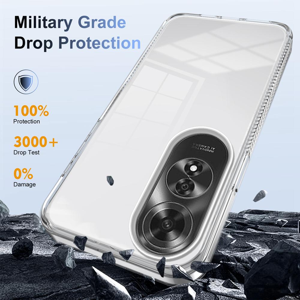 KEYSION Transparent Phone Case for OPPO A60 4G Soft TPU+PC Anti-slip HD Clear Shockproof Phone Back Cover for OPPO A60