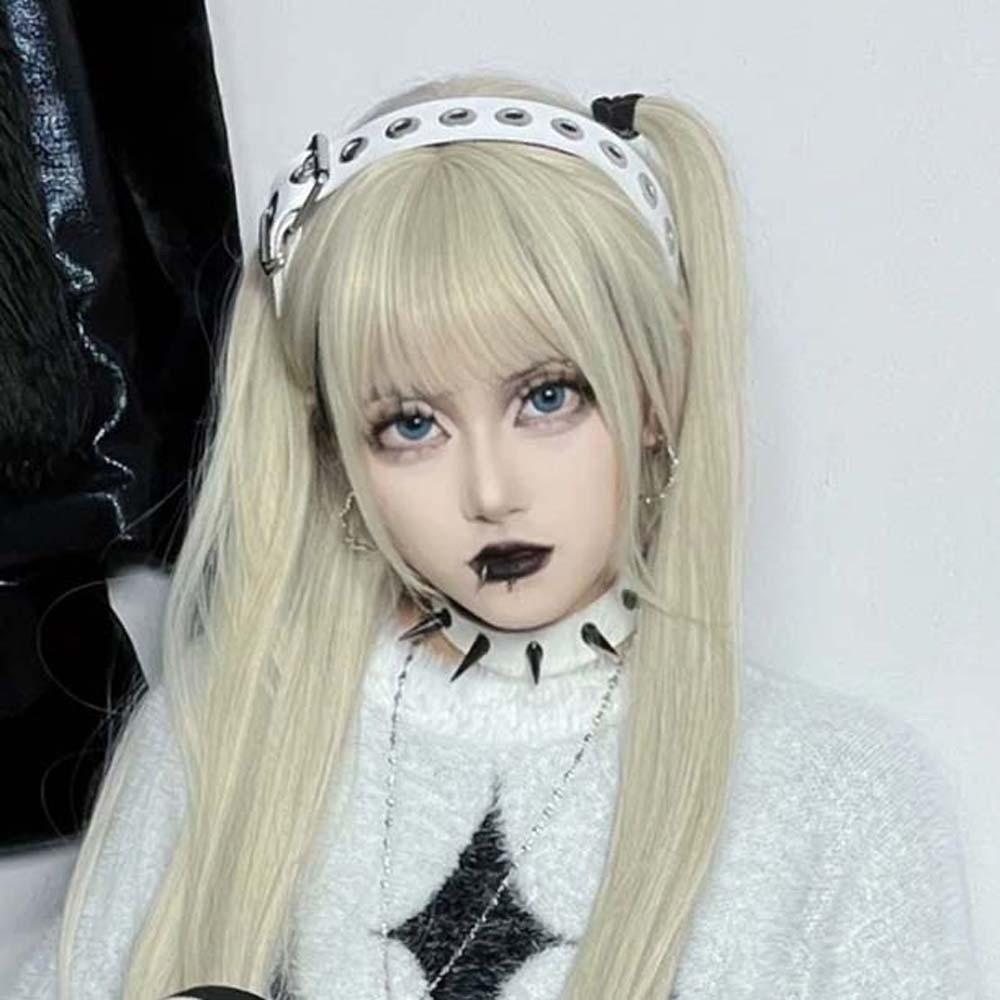Y2K Punk Rivet Headband Hollow Out Leather Buckle Hairband Metal Steampunk Hair Hoop Cosplay