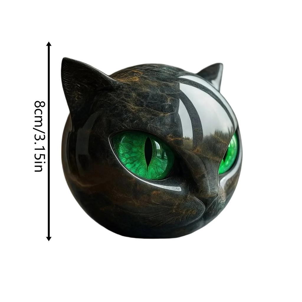 8cm Halloween Purrfect Ball Mini Kitten Stone Ornament Black Cat Carving Elegant Home Decoration Gift For Cat Enthusiasts Men Women