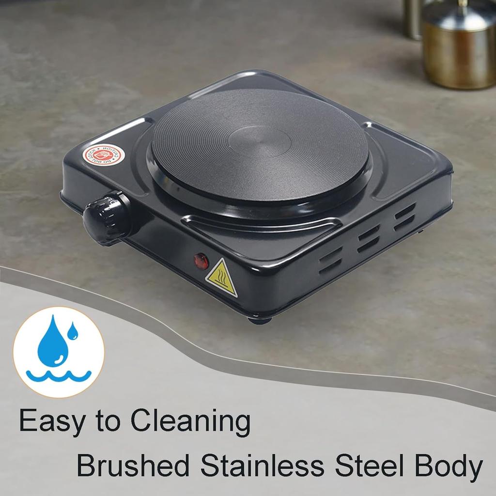 Electric Stove Top Burner,1000w Iron Single Burner,5 Temp Settings Portable Electric Hot Plate w/Indicator Lights and Easy to Clean,Cooking Stove