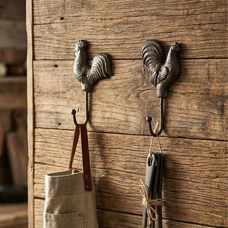 Decorative Iron Chicken Hook For Wall With Functional Storage Space Unique Animal Theme Entryway Hanger for Coat Key