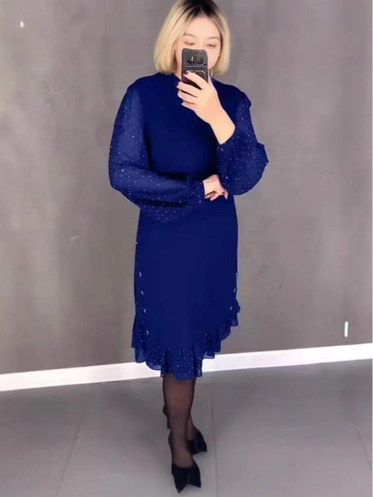 European & American Style Elegant Floral Patchwork Long-Sleeve Dress (2025)