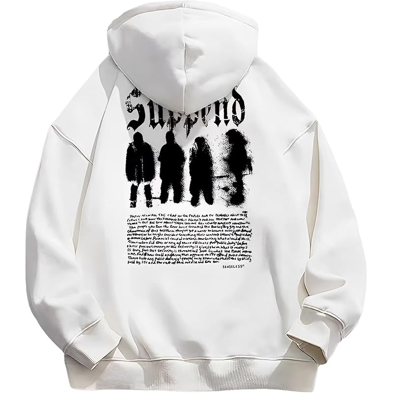 

[Luxe Relax] hoodie men s oversize graphic bag print hood tops standard white white 5S-L04-WHL