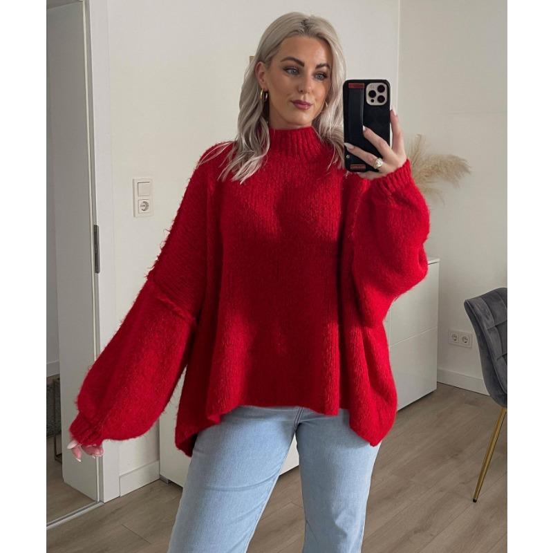 Pullover Lungo Oversize Donna Casual Maglione Monocolore