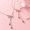 Women Summer Fashion Simple Bow Tassel Necklace Clavicle Chain Necklace Jewelry Accessories Valentines Day Birthday Gifts