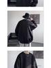 EYWY Men's Plus Size Thick White Hoodie with Velvet, Autumn/Winter Trendy American Style, Youth Round Neck Jacket