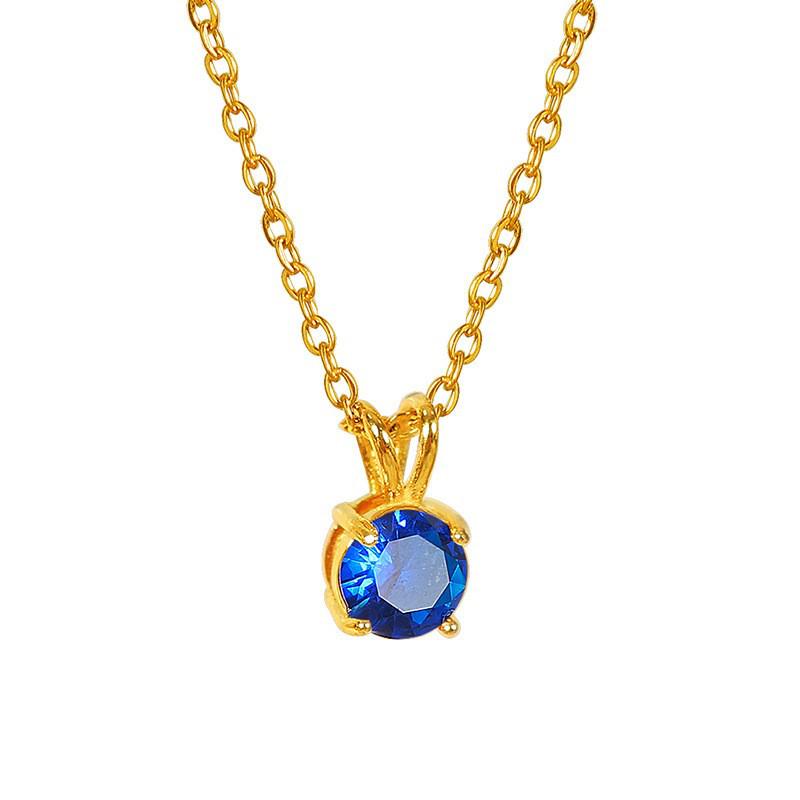 18K Gold-Plated Clavicle Chain Necklace with Multi-Colored Zirconia