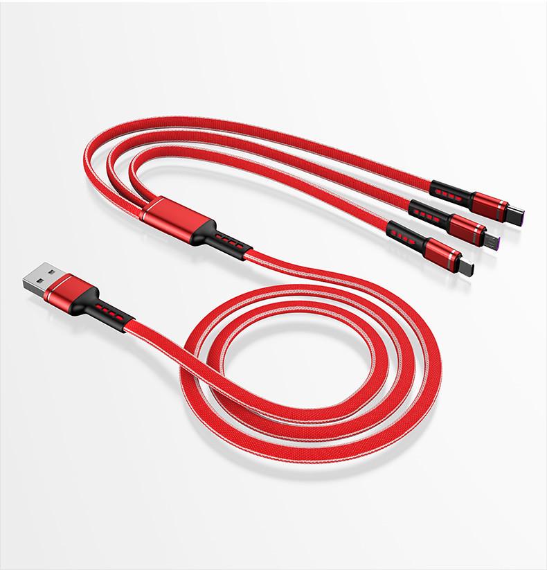 Nylon Braided 3-in-1 Multi-Head Fast Charging Cable (2A)