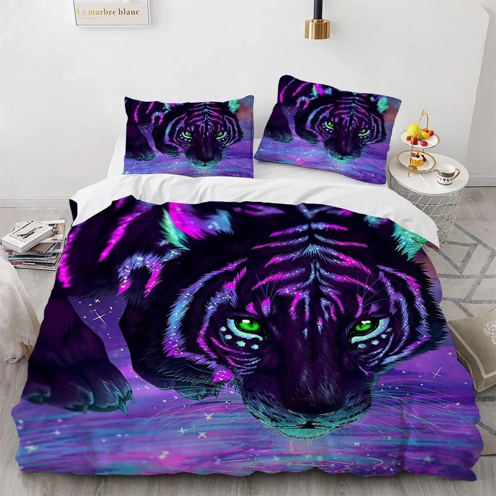 

Animal Tiger Bed Covr Set Beding Winter Soft Duvet Cover Sets Children Kids,twin Ful Quen King Bedrom Set Home Textile House De Couete 100*200cm Single