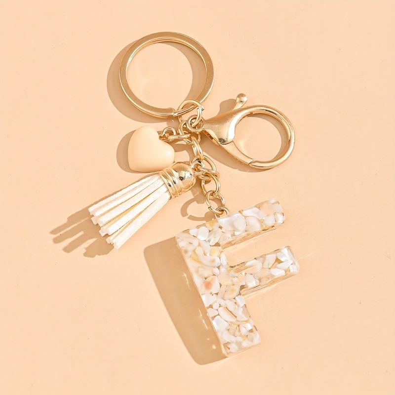 Hot-selling Epoxy Initials Love Tassel Keychain Bag Ornament Buckle Pendant Car Jewelry Clothing Accessories
