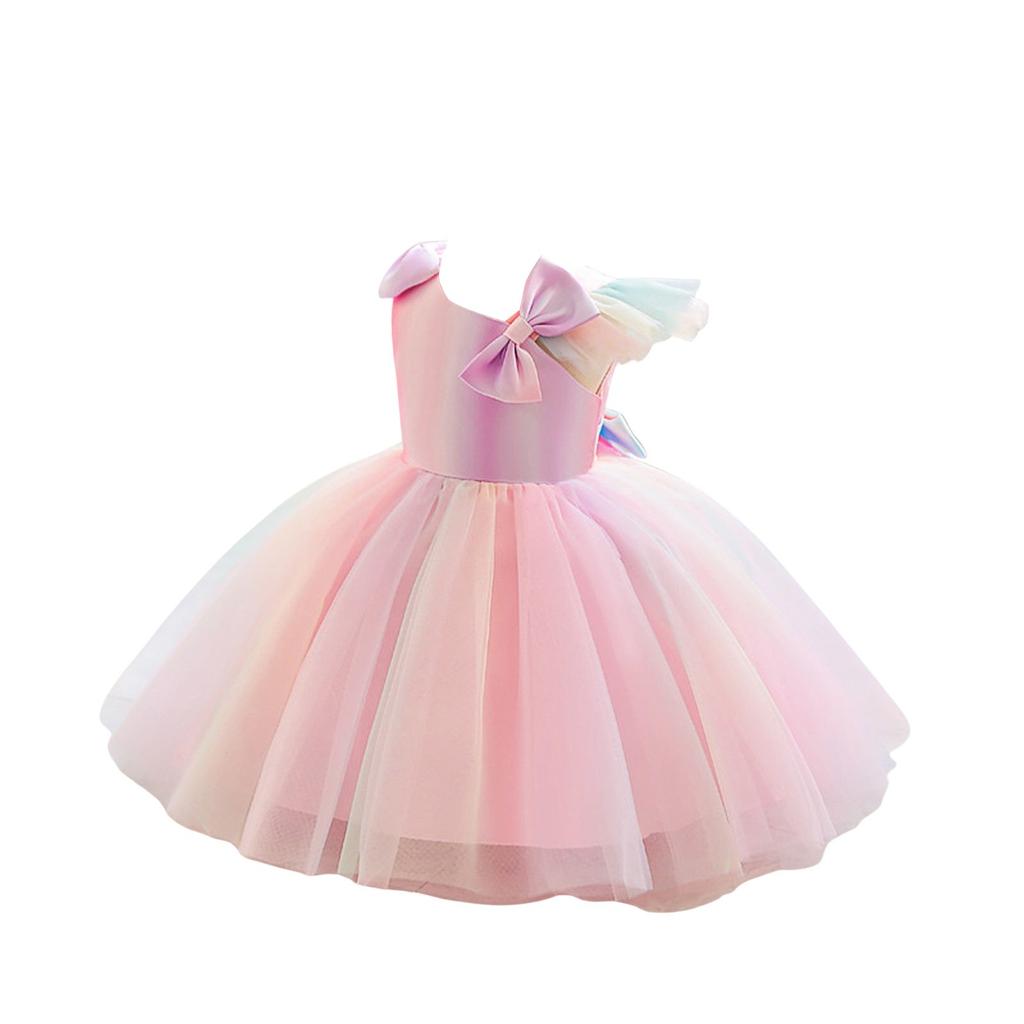 Girls One-shoulder Gradual Sleeveless Dress Children's Fashion Princess Dress