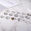 Heart-Shaped Butterfly and Diamond-Accented Braided Ring Set - 15 Pieces
