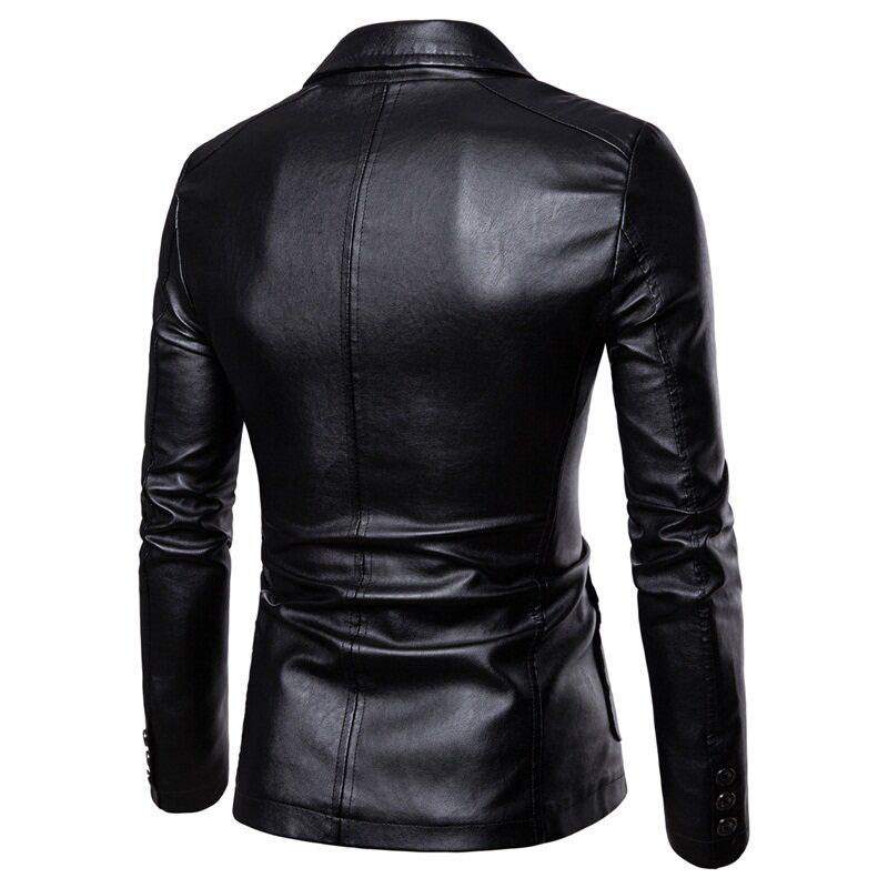 2020 Trendy Korean Style Men's PU Leather Lapel Jacket for Spring & Autumn