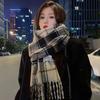 Thick Plaid Scarf: Korean Style Red Winter Shawl for Couples and Students