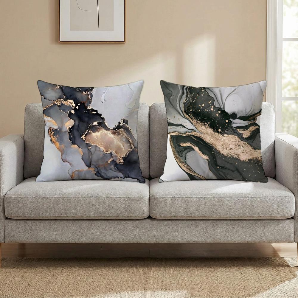 Minimalist Marble Patterned Cushion Cover Multi-Scene Pillow Cover for Home & Car - Reversible, Soft & Durable for Daily Use