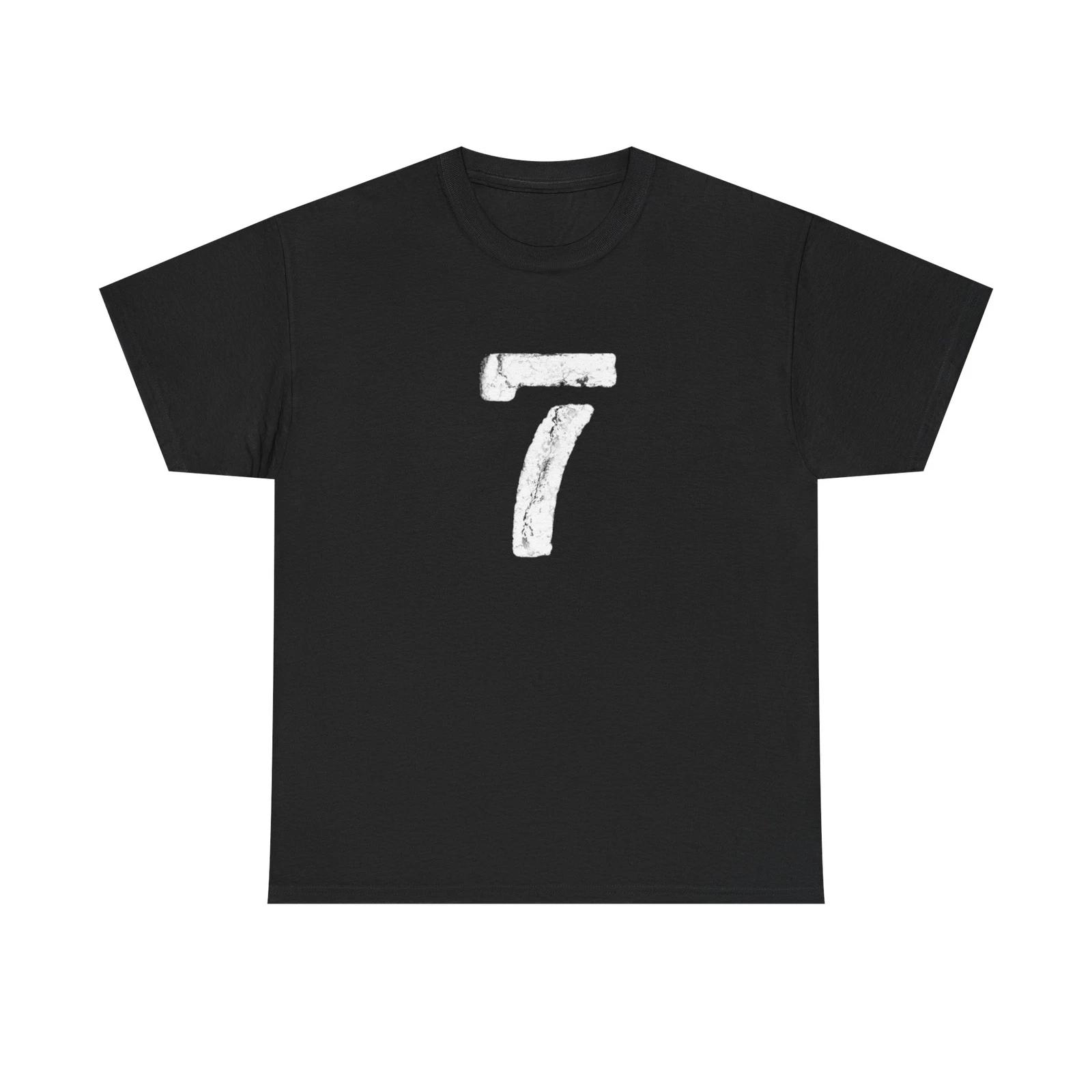 

Vintage Style Unisex Heavy Cotton Tee with Distressed Number 7 2XL