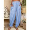 Summer Casual Women's Cotton Linen Elastic Waist Wide Leg Retro Harem Pants Large Size Home Pants