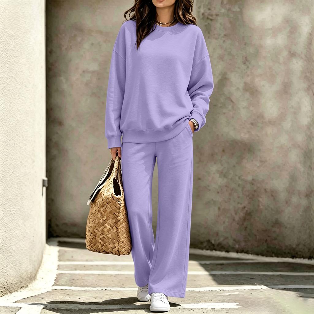 Women's Casual Neck Sweatshirt and Pants Set for Fall Winter Comfortable Outfit
