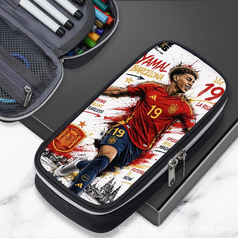 Large Capacity 2026 World Cup Pencil Case: Featuring Ronaldo, Messi, Haaland & Mbappé