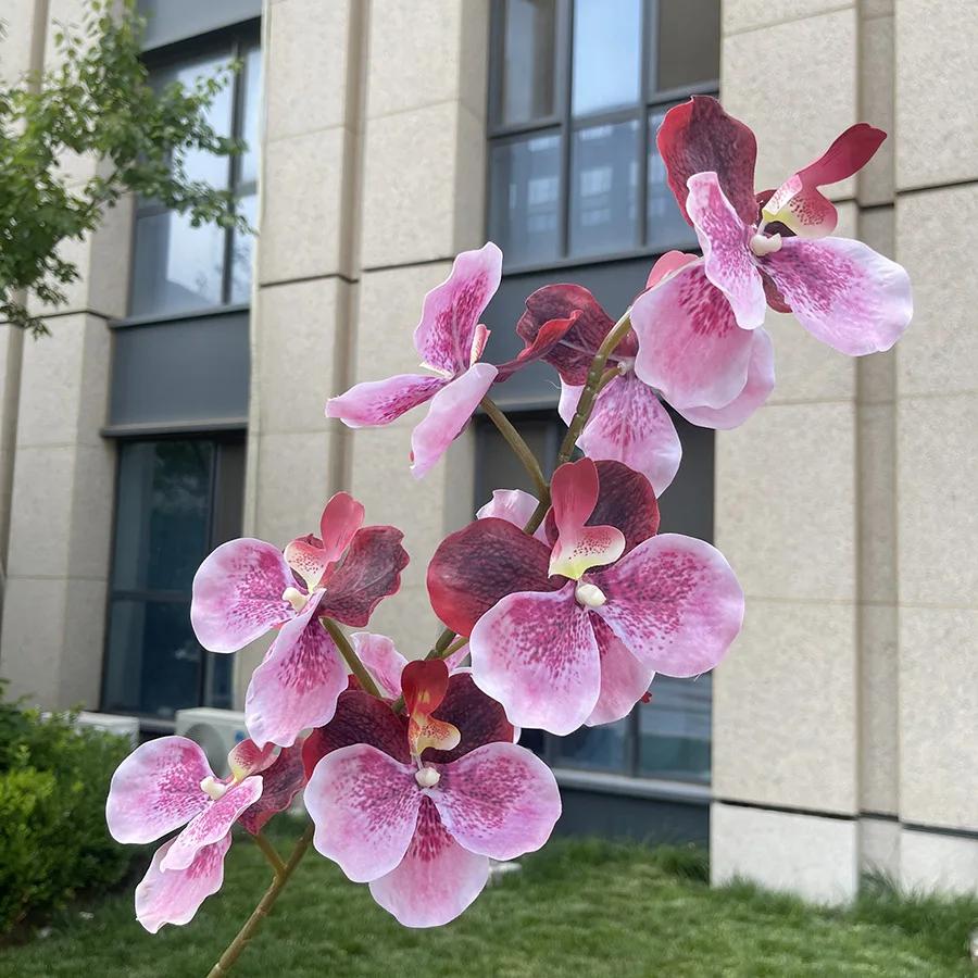 9 Heads Vanda Orchids Artificial Flowers Faux Silk Flowers for Wedding Home Decor Photography Props
