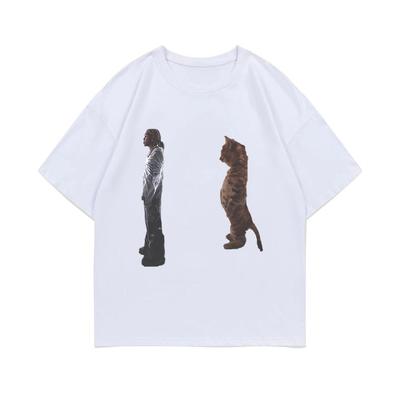 Lustiges Destroy Lonely Stehende Katze Muster Mode T-Shirt 100% Reine Baumwolle Damen T-Shirt Grafikmuster T-Shirts Y2K